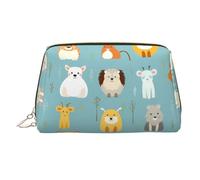 WZYCWB Various Cartoon Animals Printed Leather Cosmetic Bag - Stylish and Portable Cosmetic Storage Bag