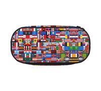 WZYCWB Various Flags Large Capacity Pencil Bag - Multifunctional Storage Box, Portable and Durable Pencil Bag for Office and School Supplies