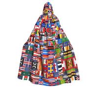 WZYCWB Various flags Patterned ball cape, adult extended wizard robe, masquerade costume, carnival theme party dress
