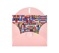 WZYCWB Various flags Patterned Pink Holiday Card (6x4) with Envelope. Suitable for birthdays, weddings, and condolences.