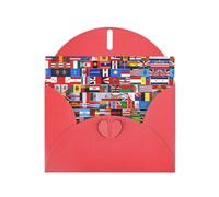 WZYCWB Various flags Patterned Red Holiday Card (6x4) with Envelope. Suitable for birthdays, weddings, and condolences.