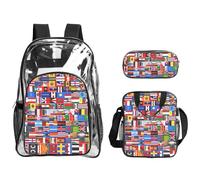 WZYCWB Various flags Printed backpack set | Lunch bag and pencil case | Perfect for work, business trips, and vacations.