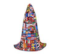 WZYCWB Various flags Printed Large Hooded Cape, Holiday Party Costume, Carnival Party Prop, Sizes S/M/L