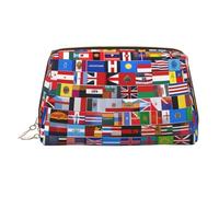 WZYCWB Various Flags Printed Leather Cosmetic Bag - Stylish and Portable Cosmetic Storage Bag