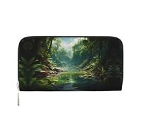 WZYCWB Various flowers Leather clutch bags zipper wallets and card holders are perfect for travel or daily use, Tropical Rain Forest, One Size