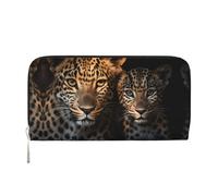 WZYCWB Various flowers Leather clutch bags zipper wallets and card holders are perfect for travel or daily use, Two Leopards Snuggling Together, One Size