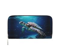 WZYCWB Various flowers Leather clutch bags zipper wallets and card holders are perfect for travel or daily use, Turtles On Parade, One Size