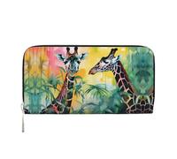 WZYCWB Various flowers Leather clutch bags zipper wallets and card holders are perfect for travel or daily use, Two Giraffes., One Size