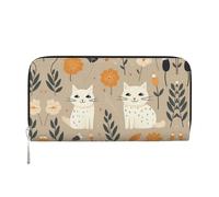 WZYCWB Various flowers Leather clutch bags zipper wallets and card holders are perfect for travel or daily use, Two Funny Cats, One Size