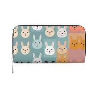 WZYCWB Various flowers Leather clutch bags zipper wallets and card holders are perfect for travel or daily use, Various Rabbits, One Size