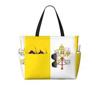 WZYCWB Vatican flag Foldable beach travel bag, large capacity beach bag with zipper, perfect for shopping bags, pool, gym, travel shopping,