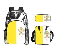 WZYCWB Vatican flag Printed backpack set | Lunch bag and pencil case | Perfect for work, business trips, and vacations.
