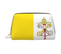 WZYCWB Vatican Flag Printed Leather Cosmetic Bag for Women - Stylish and Soft, Durable