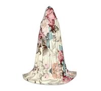 WZYCWB Vibrant flora Printed Hooded Cape | Cosplay Costume, Halloween Anime Party Prop - Medium