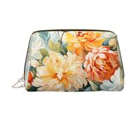 WZYCWB Vibrant Flowers Printed Leather Cosmetic Bag - Stylish and Portable Cosmetic Storage Bag
