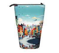 WZYCWB Vibrant Rural Areas Printed Retractable Pen Holder Suitable for use as a Simple Cosmetic Bag, Wallet, etc.