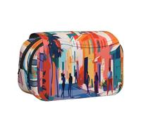 WZYCWB Vibrant town Portable Pencil Case ideal for organizing pens in the office or storing makeup brushes
