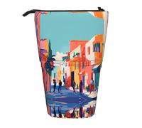 WZYCWB Vibrant Town Printed Retractable Pen Holder Suitable for use as a Simple Cosmetic Bag, Wallet, etc.
