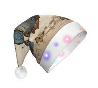 WZYCWB Victorian Butterfly Printed Santa hat with LED lights, perfect for Christmas parties, stage performances, and holiday parties.