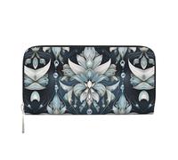 WZYCWB Vintage Insect Pattern Leather clutch bags zipper wallets and card holders are perfect for travel or daily use, Vintage Deco Crystal Shapes, One Size