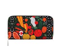 WZYCWB Vintage Insect Pattern Leather clutch bags zipper wallets and card holders are perfect for travel or daily use, Vegetable Pattern, One Size