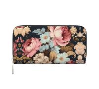 WZYCWB Vintage Insect Pattern Leather clutch bags zipper wallets and card holders are perfect for travel or daily use, Vintage Floral Pattern, One Size