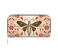 WZYCWB Vintage Insect Pattern Leather clutch bags zipper wallets and card holders are perfect for travel or daily use, Vintage Insect Pattern, One Size