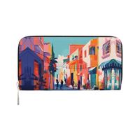 WZYCWB Vintage Insect Pattern Leather clutch bags zipper wallets and card holders are perfect for travel or daily use, Vibrant Town, One Size