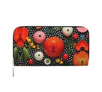 WZYCWB Vintage Insect Pattern Leather clutch bags zipper wallets and card holders are perfect for travel or daily use, Vegetable Polka Dot, One Size
