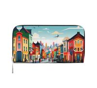 WZYCWB Vintage Insect Pattern Leather clutch bags zipper wallets and card holders are perfect for travel or daily use, Vibrant Rural Areas, One Size