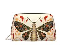 WZYCWB Vintage Insect Pattern Printed Leather Cosmetic Bag - Stylish and Portable Cosmetic Storage Bag