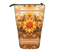WZYCWB Vintage Sunflowers Printed Retractable Pen Holder Suitable for use as a Simple Cosmetic Bag, Wallet, etc.