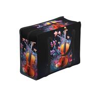 WZYCWB Violin Print Portable Storage Tote Bag for Adults, One Size, Black, Polyester with Vinyl Lining, Zippered Closure, 53x40x23 cm, Foldable with Reinforced Handles
