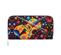 WZYCWB Vivid floral patterns Leather clutch bags zipper wallets and card holders are perfect for travel or daily use, Violin Background, One Size