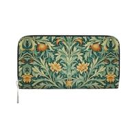 WZYCWB Vivid floral patterns Leather clutch bags zipper wallets and card holders are perfect for travel or daily use, Vintage Teal Pattern, One Size
