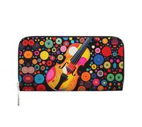 WZYCWB Vivid floral patterns Leather clutch bags zipper wallets and card holders are perfect for travel or daily use, Violin Polka Dot Chart, One Size