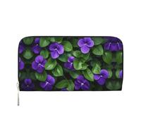 WZYCWB Vivid floral patterns Leather clutch bags zipper wallets and card holders are perfect for travel or daily use, Violet Flower, One Size