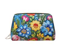 WZYCWB Vivid Floral Patterns Printed Leather Cosmetic Bag - Stylish and Portable Cosmetic Storage Bag