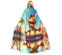 WZYCWB Wacky Dinosaurs Printed Hooded Cape - Perfect for Halloween parties, theatrical performances, and photoshoots.