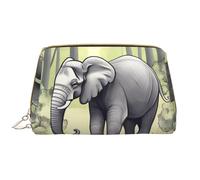 WZYCWB Walking elephant Leather cosmetic bag with pockets, portable travel cosmetic bag, large capacity cosmetic storage bag,