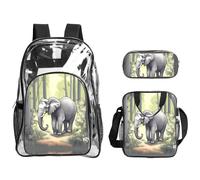 WZYCWB Walking elephant Printed backpack set | Lunch bag and pencil case | Perfect for work, business trips, and vacations.