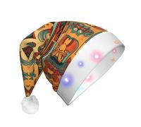 WZYCWB Wall Wallpaper Patterned Santa Hat | Plush Glowing Holiday Hat for Christmas, New Year's, and Party Events