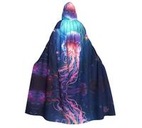 WZYCWB Wandering Jellyfish Printed Hooded Cape - Perfect for Halloween parties, theatrical performances, and photoshoots.