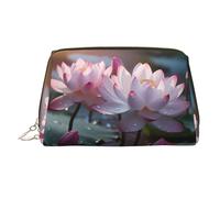 WZYCWB Water Lotus Printed Leather Cosmetic Bag for Women - Stylish and Soft, Durable