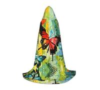 WZYCWB watercolor butterfly M Patterned Hooded Cape Cosplay Costume - Holiday Party Costume Props