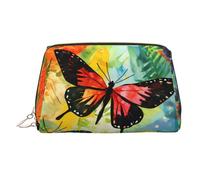 WZYCWB Watercolor Butterfly Printed Leather Cosmetic Bag - Stylish and Portable Cosmetic Storage Bag