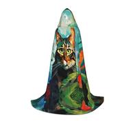 WZYCWB watercolor cat M Patterned Hooded Cape Cosplay Costume - Holiday Party Costume Props