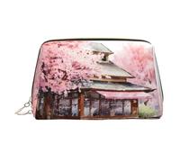 WZYCWB Watercolor Cherry Blossoms Printed Leather Cosmetic Bag - Stylish and Portable Cosmetic Storage Bag