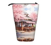 WZYCWB Watercolor Cherry Blossoms Printed Retractable Pen Holder Suitable for use as a Simple Cosmetic Bag, Wallet, etc.