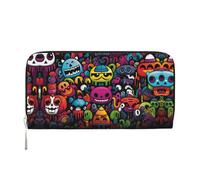 WZYCWB watercolor dog Leather clutch bags zipper wallets and card holders are perfect for travel or daily use, Wacky Dolls., One Size